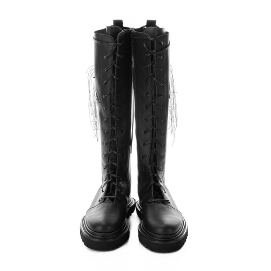 Under my Umbrella black leather boots