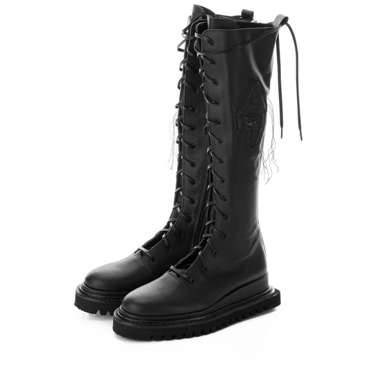 Under my Umbrella black leather boots