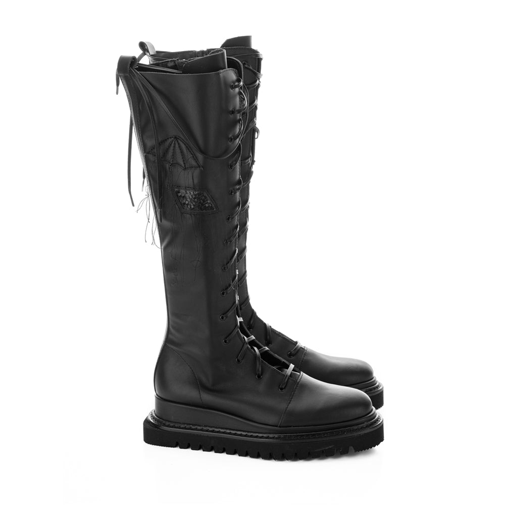 Under my Umbrella black leather boots