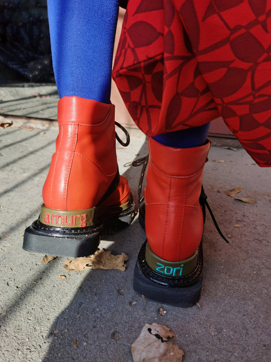 High-quality handmade lace-up urban style boots with unique detail