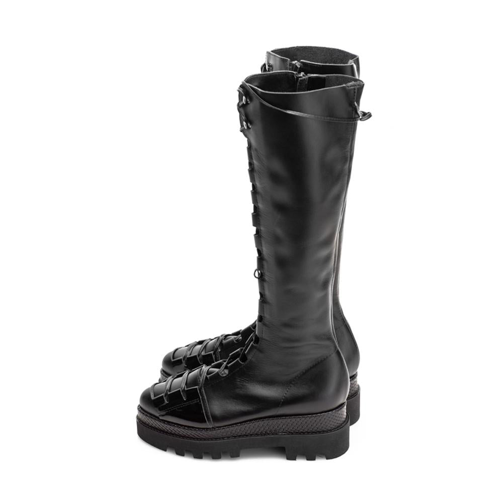Urban Touch black leather lace-up boots