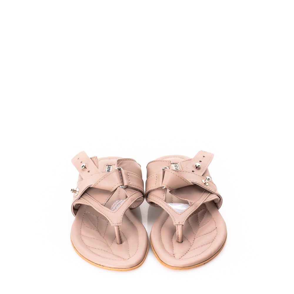 Flip Up beige leather sandals