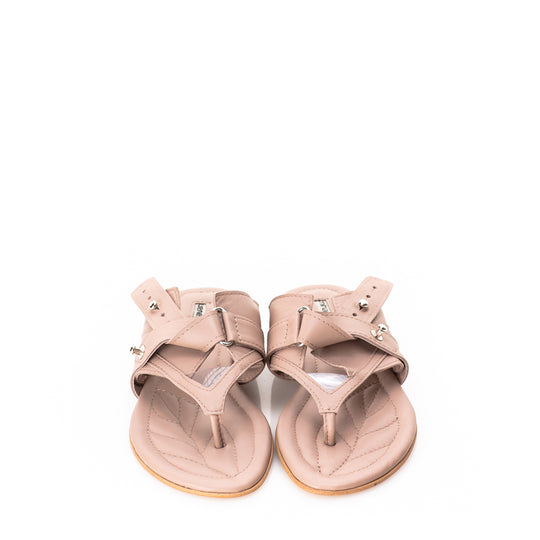 Flip Up beige leather sandals