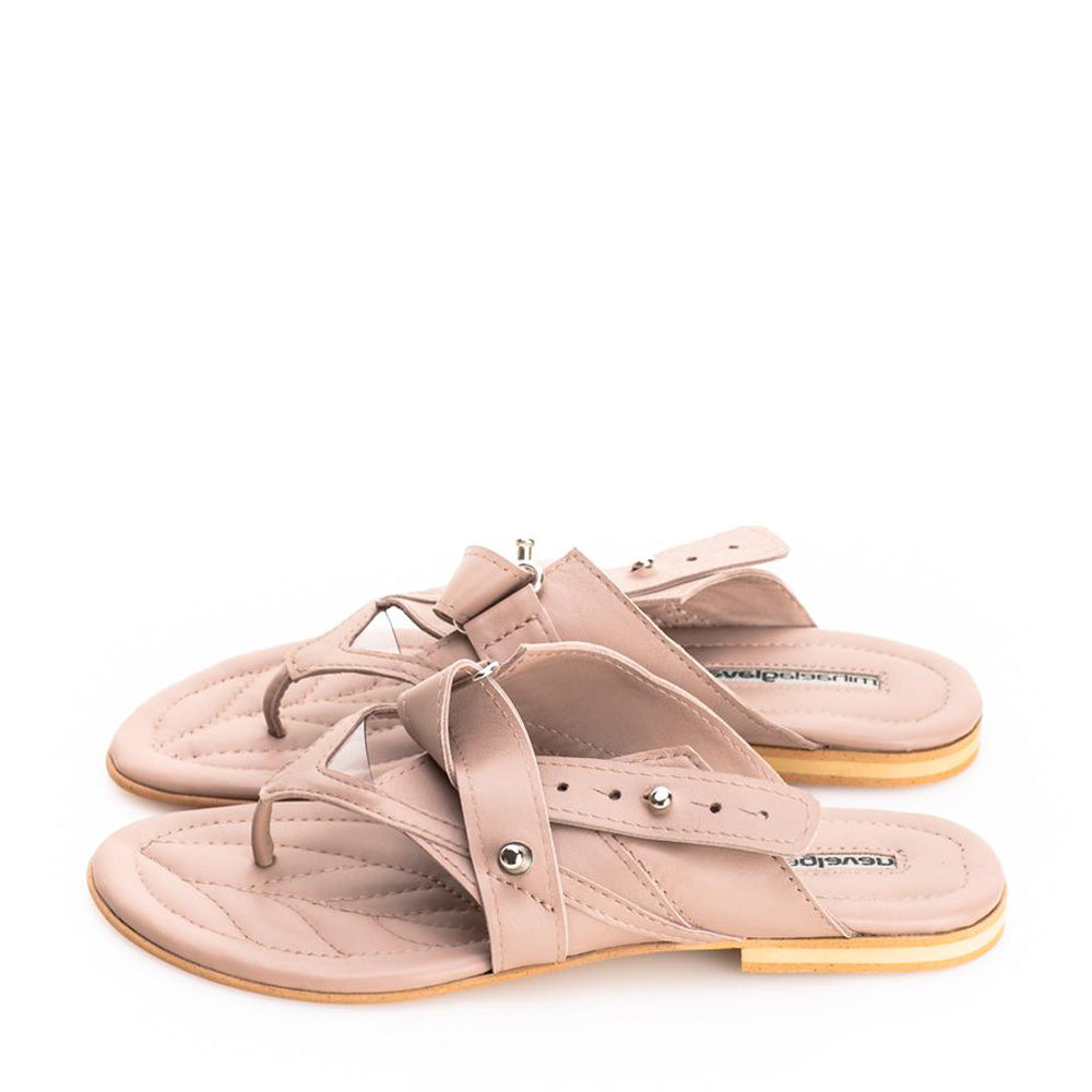 Flip Up beige leather sandals