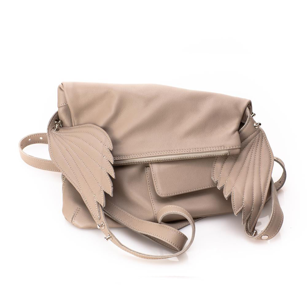 Fly Away With Me beige leather bum bag