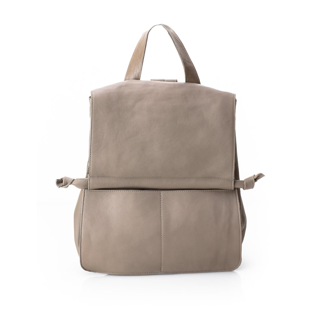 Tube beige leather backpack