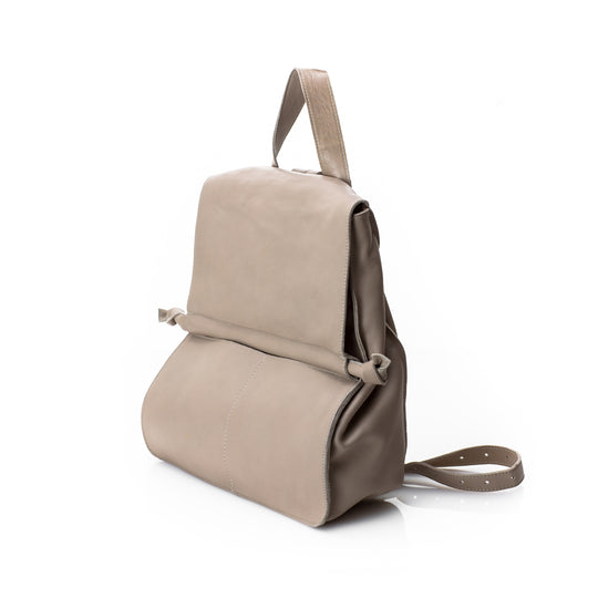 Tube beige leather backpack