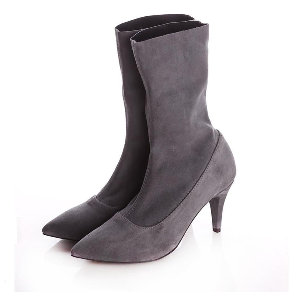 Sustainable Selection- SIMPLICITY stretch grey suede booties