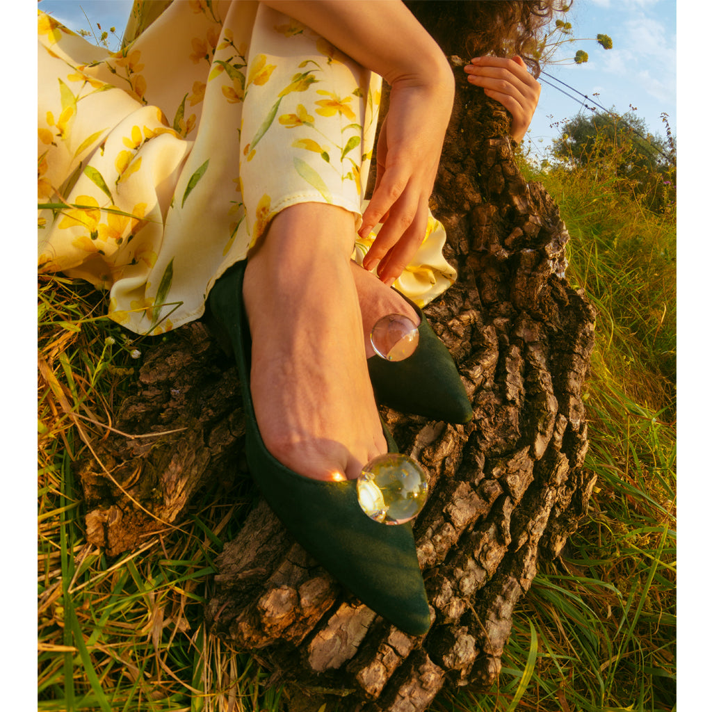 Mihaela Glăvan // Ștefan Câlția green suede ballerinas