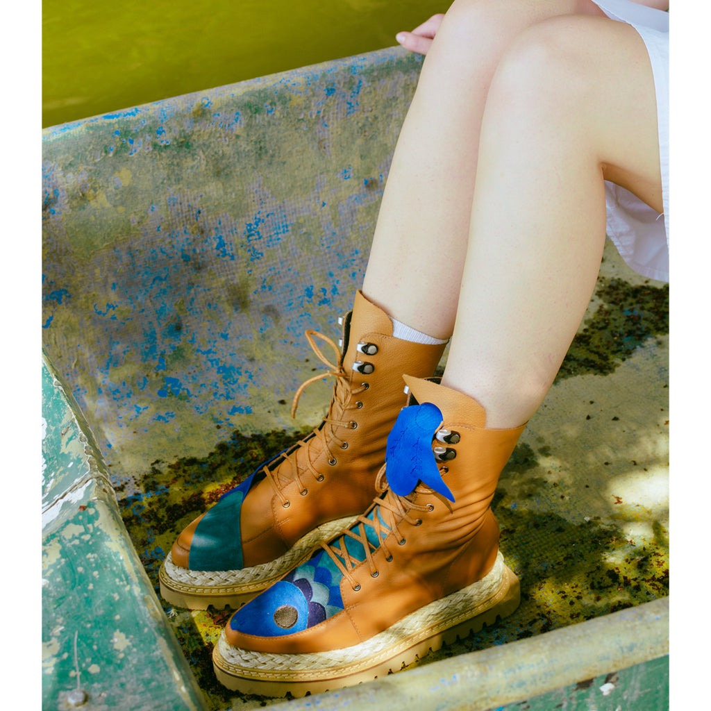 Mihaela Glăvan // Ștefan Câlția camel leather boots