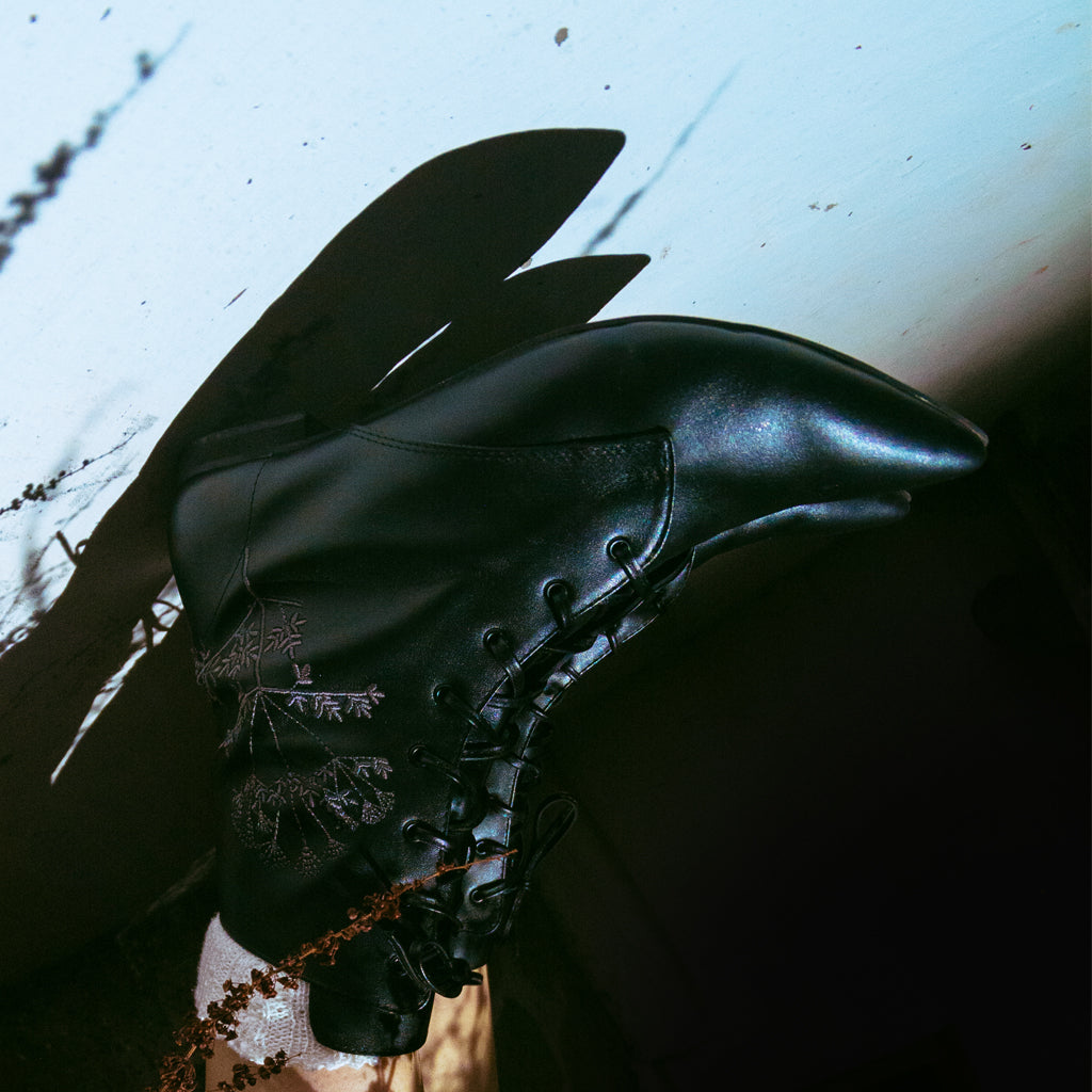 Mihaela Glăvan // Ștefan Câlția black leather booties