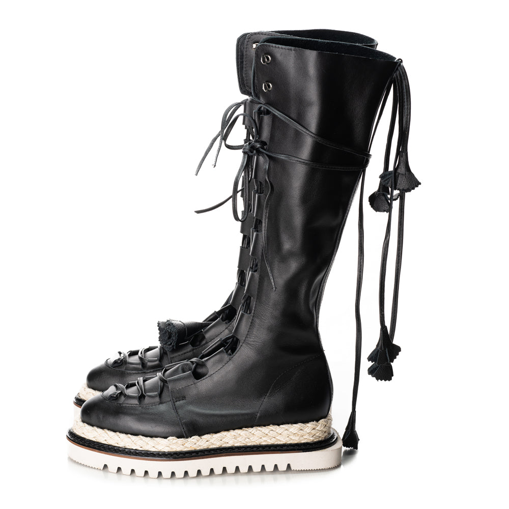 Garden Dreams lace-up black leather boots