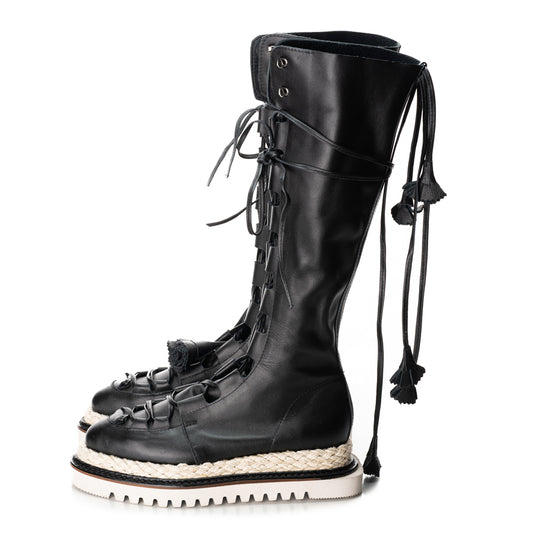 Garden Dreams lace-up black leather boots
