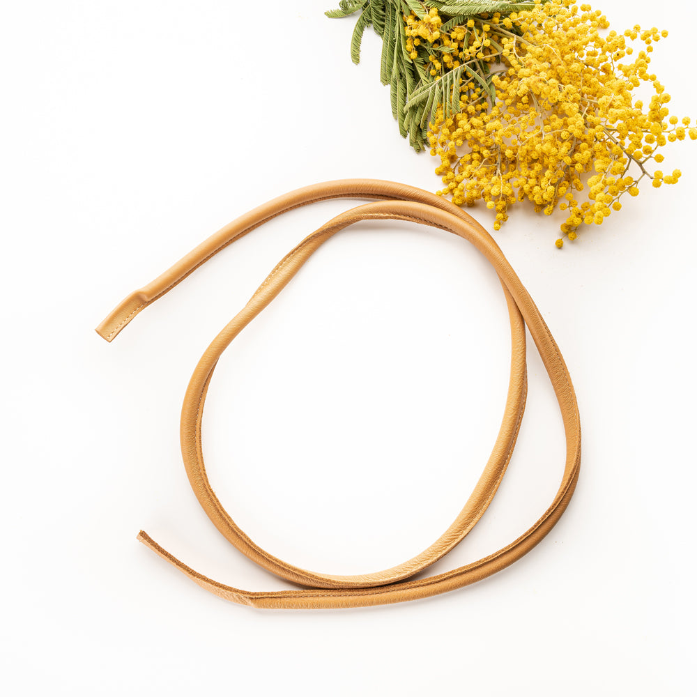 Tube Like camel leather belt