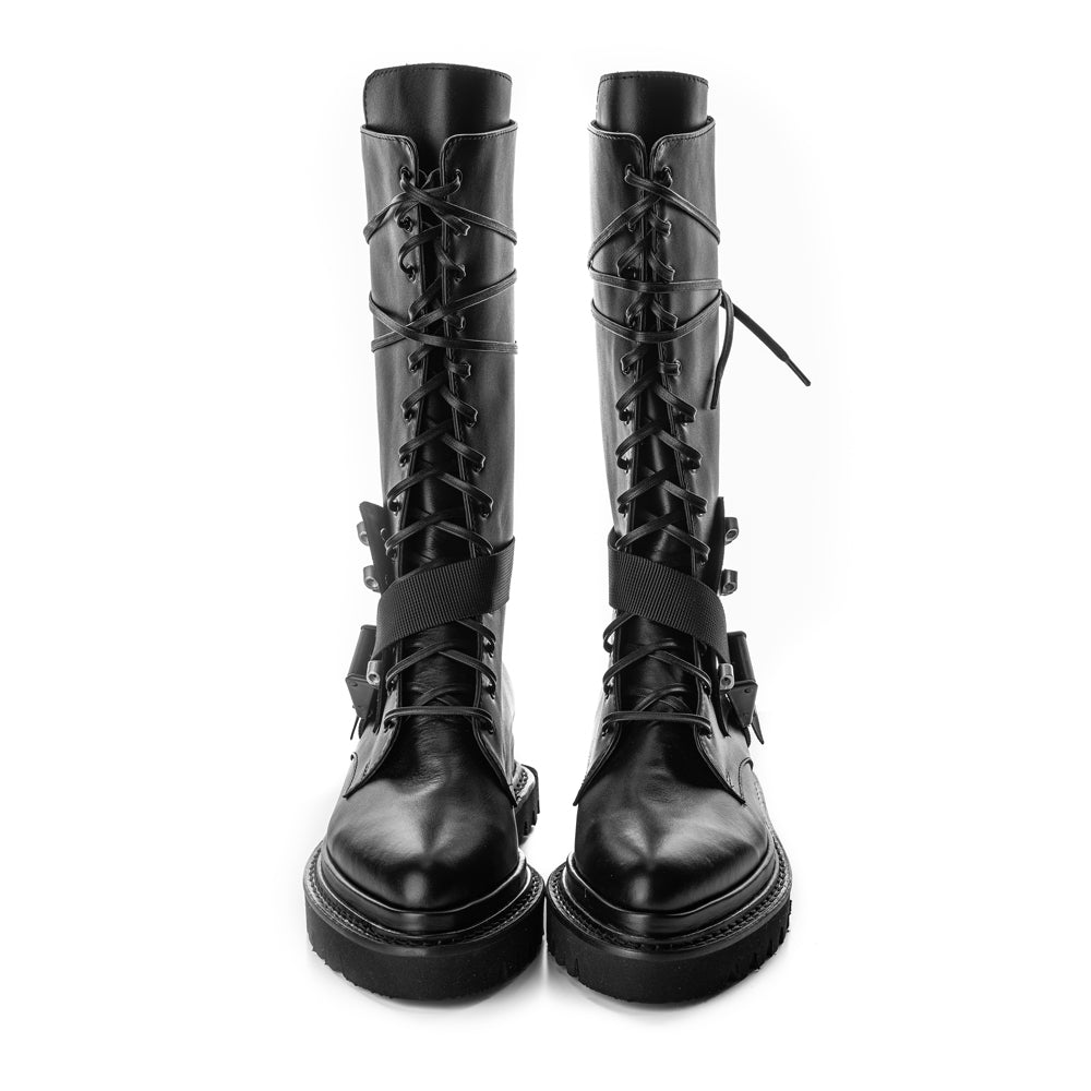 Black Oxide combat leather boots