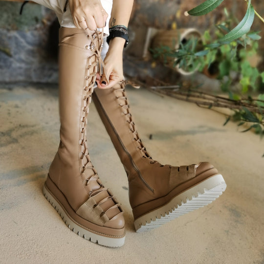 Urban Touch beige leather boots