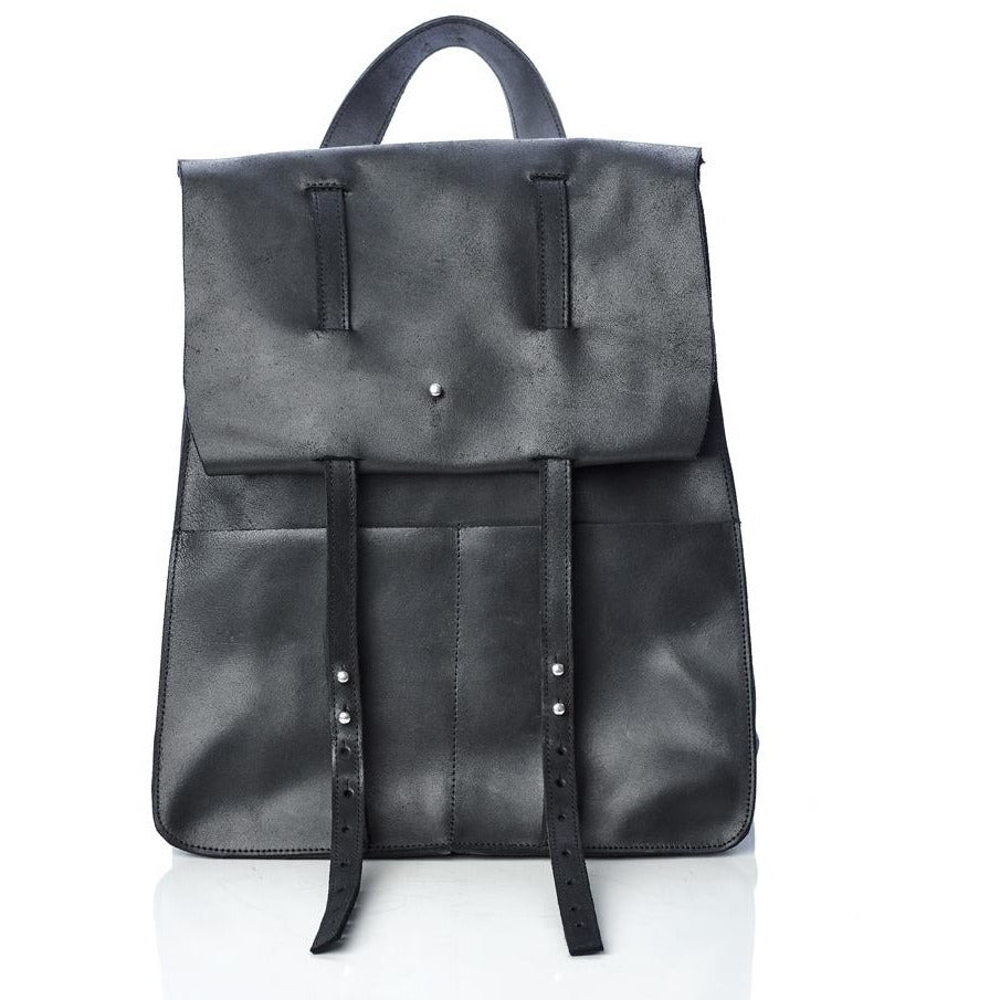 Folded Flap black backpack