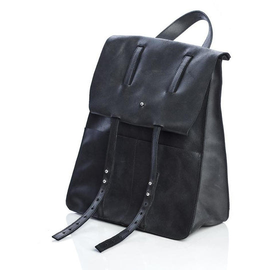 Folded Flap black backpack