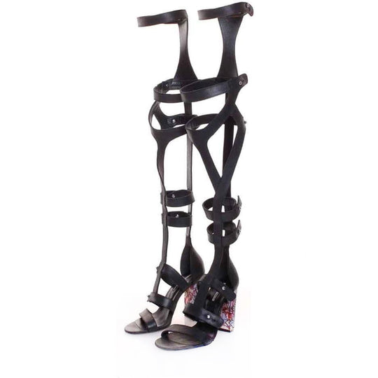 Fishy Heels black leather gladiator sandals