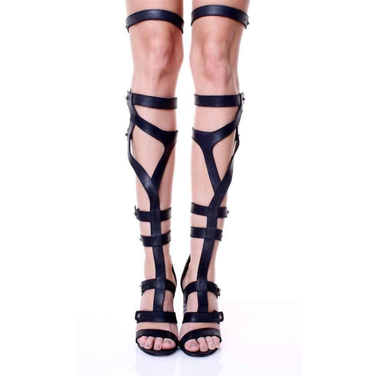 Fishy Heels black leather gladiator sandals