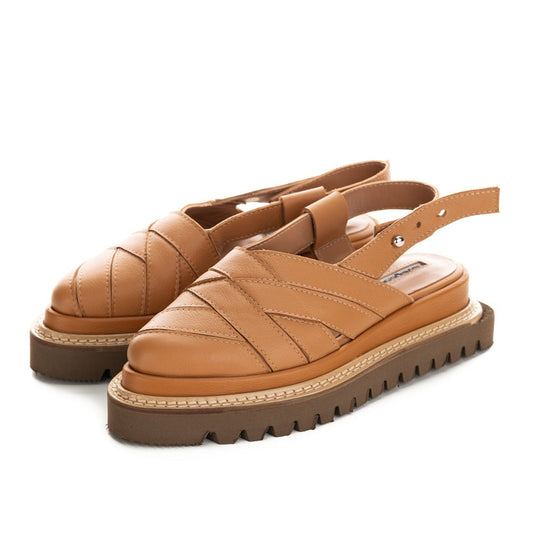 Sustainable Selection- Knitted by the Sea camel leather flat platform shoes