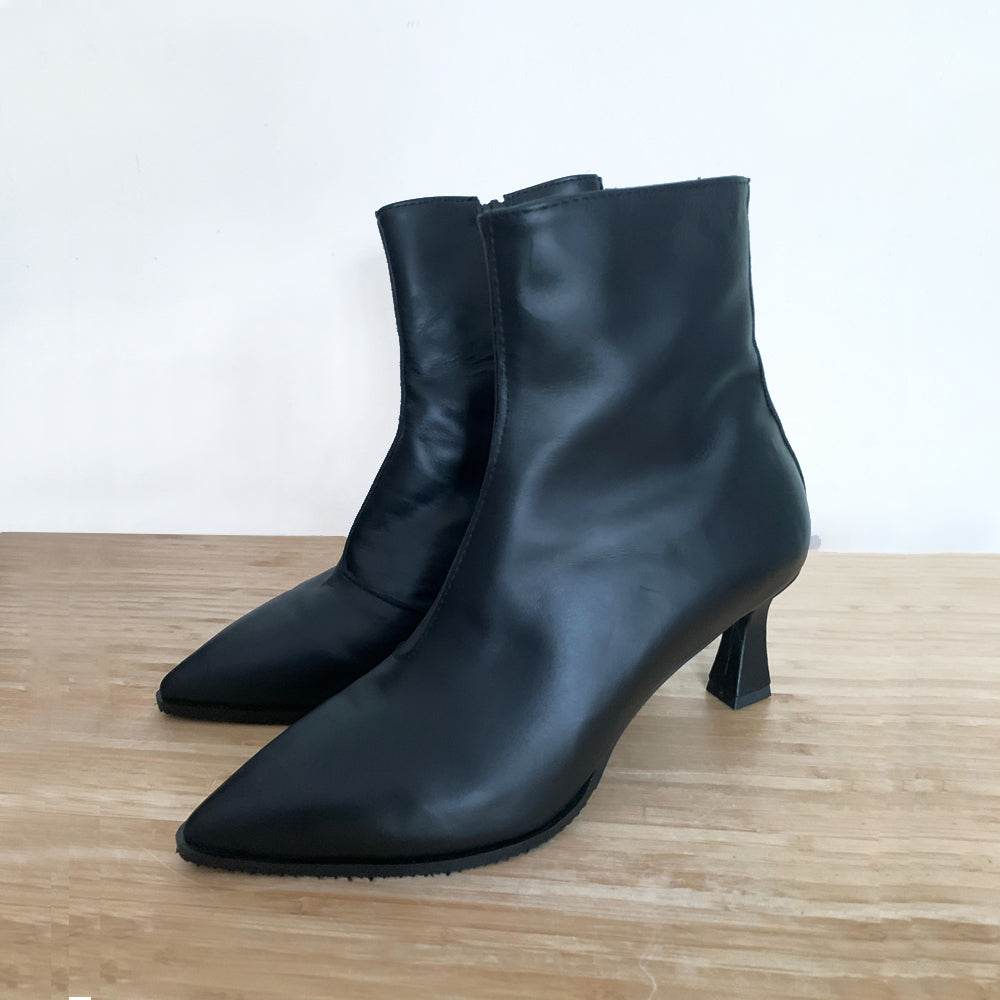 Sustainable Selection black leather booties