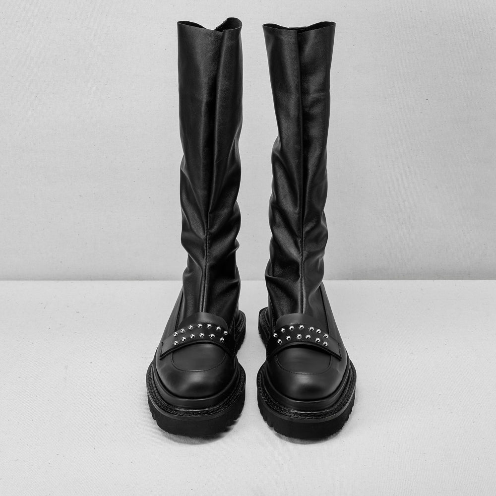 90’s On my Mind stretch black leather booties