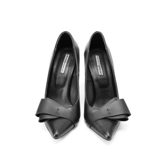 After Party black leather pumps