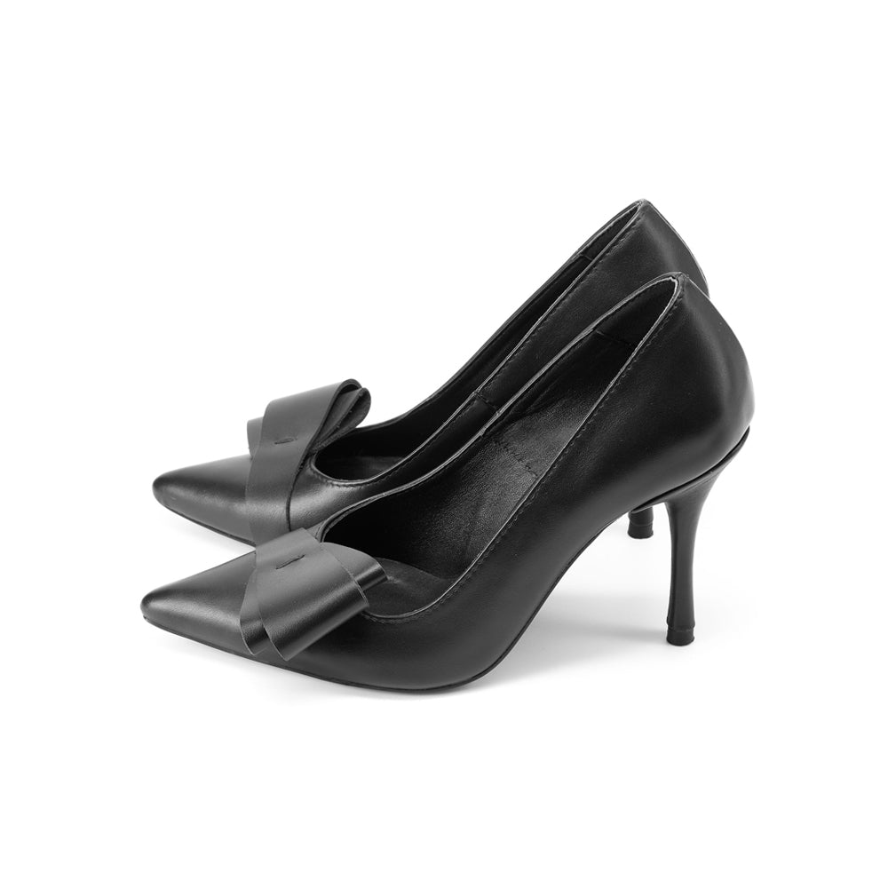 After Party black leather pumps
