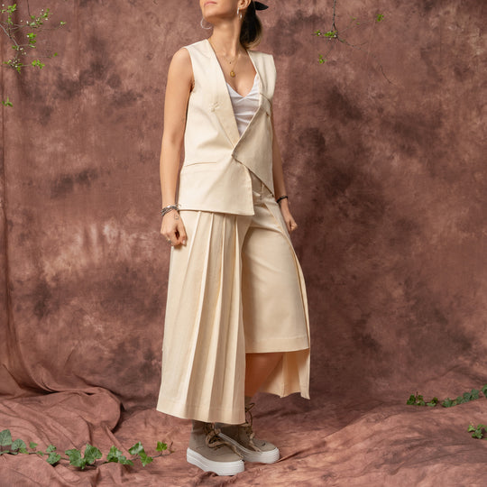 Arc beige cotton-lyocell pleated vest