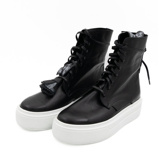 Blossom Kiss black leather high - top sneakers