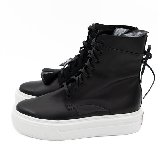 Blossom Kiss black leather high - top sneakers