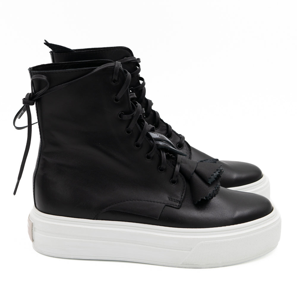 Blossom Kiss black leather high - top sneakers