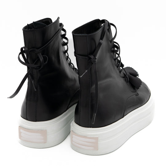Blossom Kiss black leather high - top sneakers
