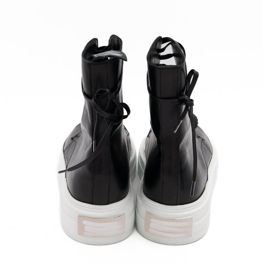Blossom Kiss black leather high - top sneakers