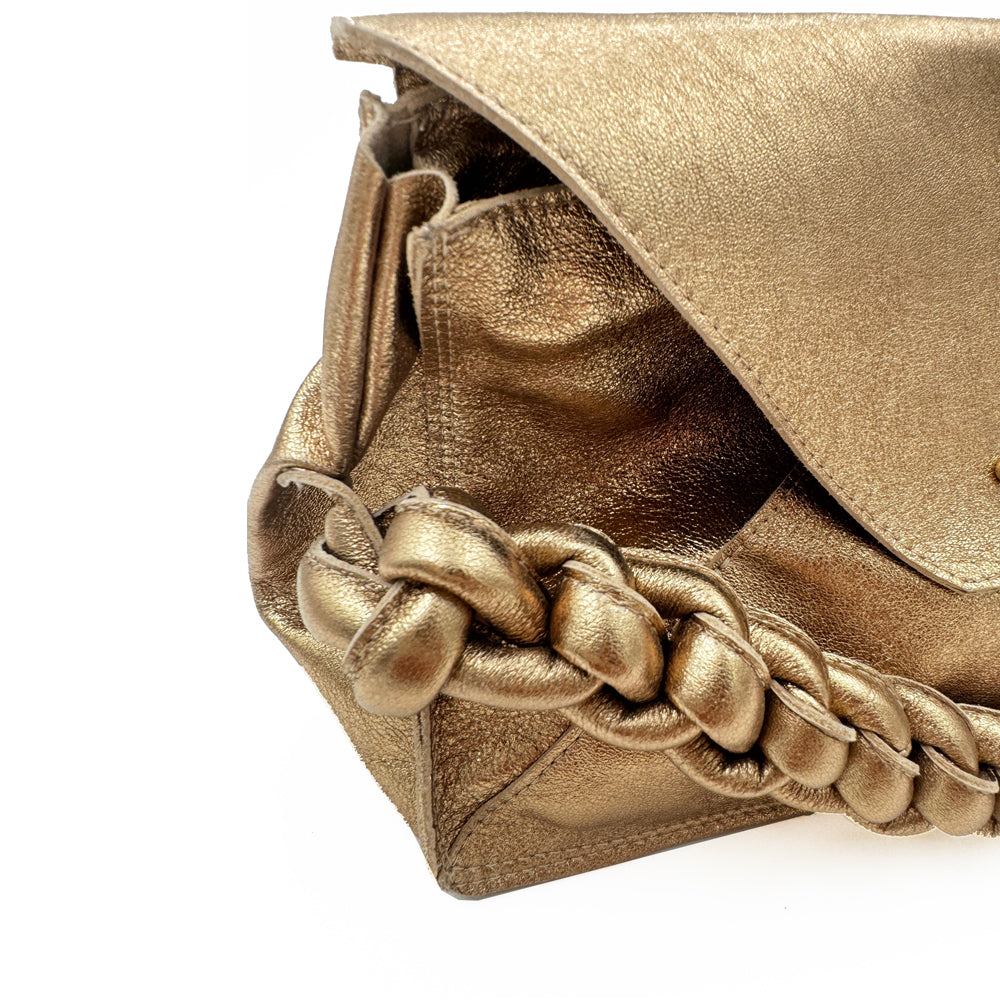 Braided Rays of Gold leather bum bag