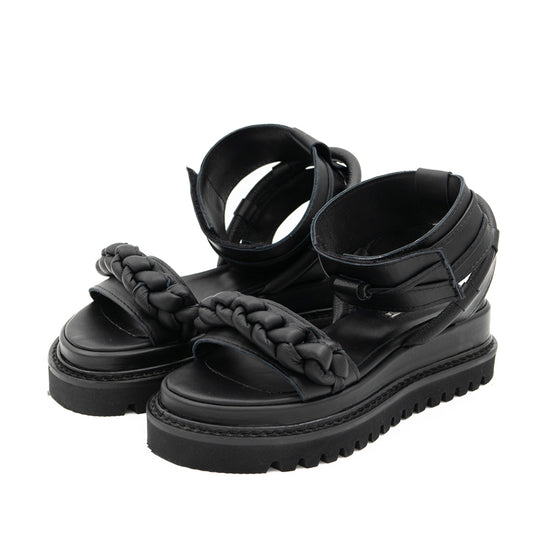 Braided Sunrise black leather sandals