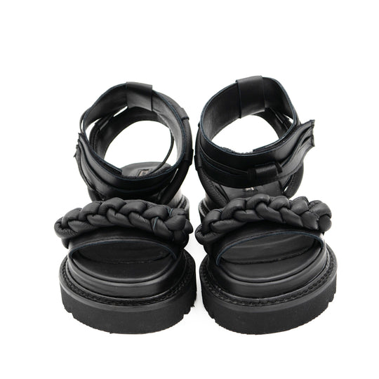 Braided Sunrise black leather sandals