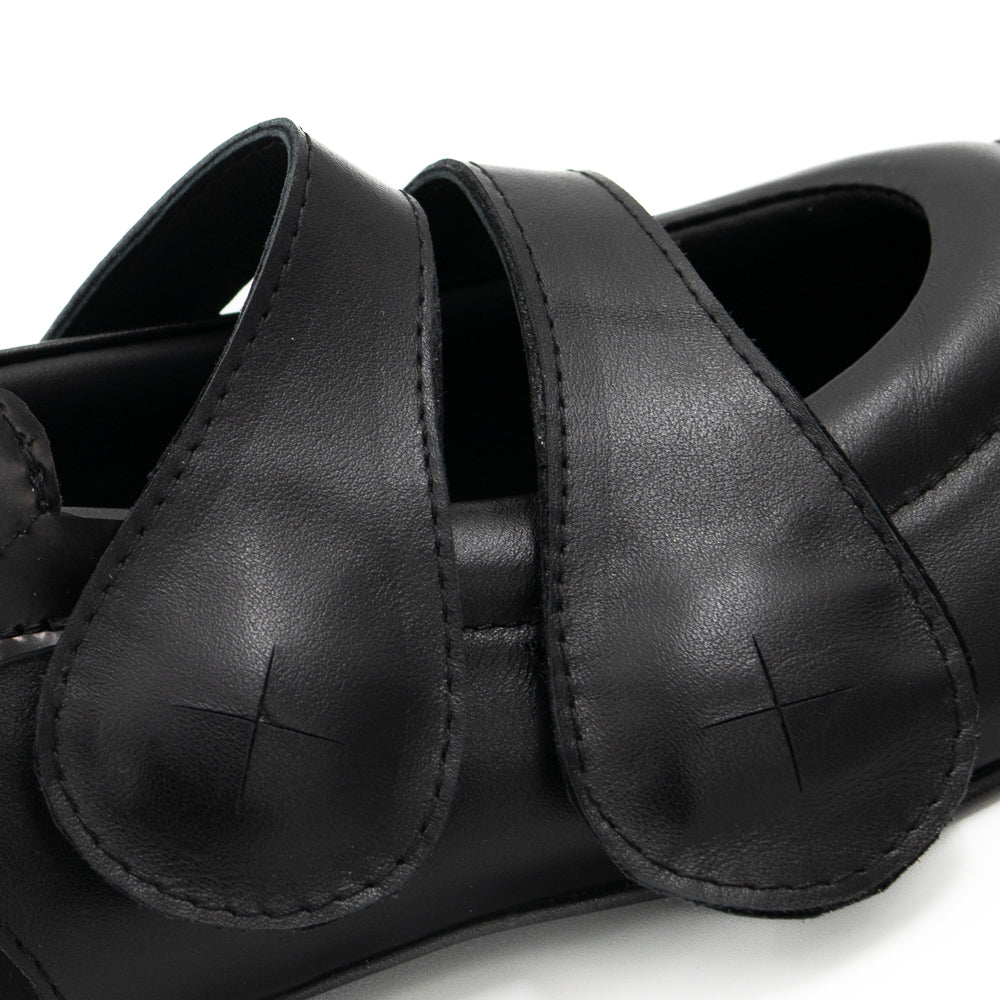 Cosmic Hugs  black  leather open-back ballerinas