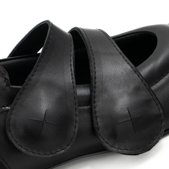 Cosmic Hugs  black  leather open-back ballerinas