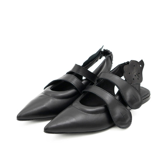 Cosmic Hugs  black  leather open-back ballerinas