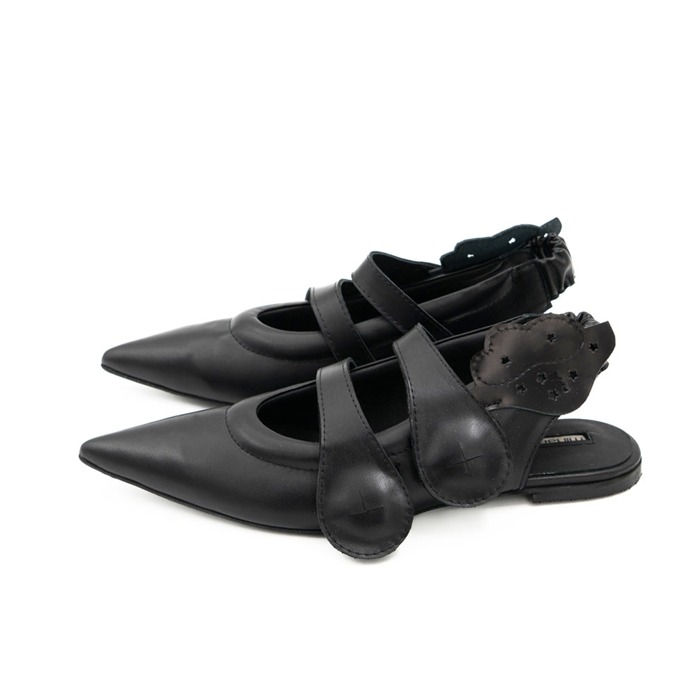 Cosmic Hugs  black  leather open-back ballerinas