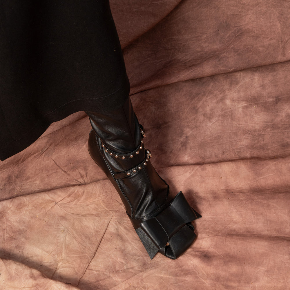 Twinkle Black Stretch Ecological Leather Boots | Mihaela Glavan