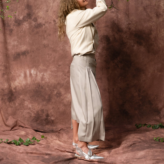 Cosmic Hugs silver leather open-back ballerinas