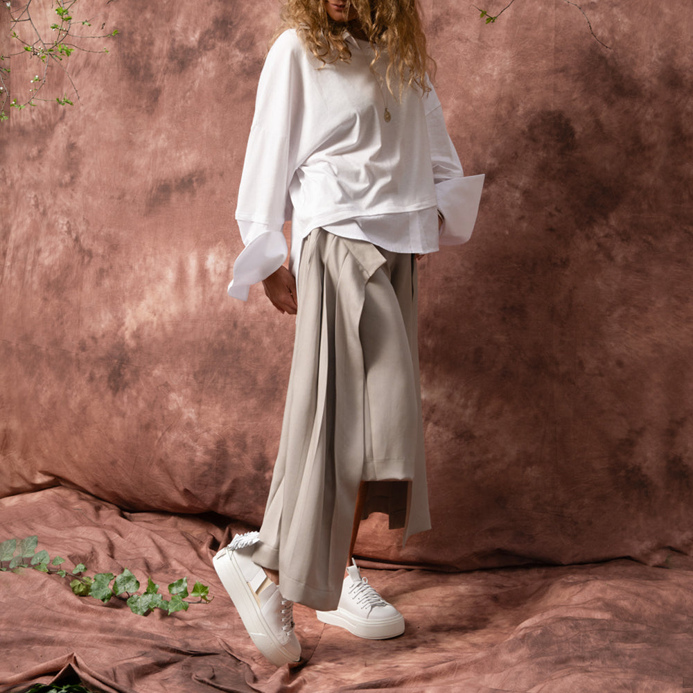 Cupid's Arrow white ecological leather low-top sneakers