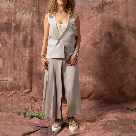 Arc grey cotton-lurex pleated vest