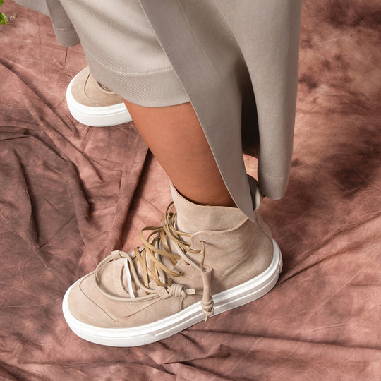 Remake of Us beige suede high - top sneakers