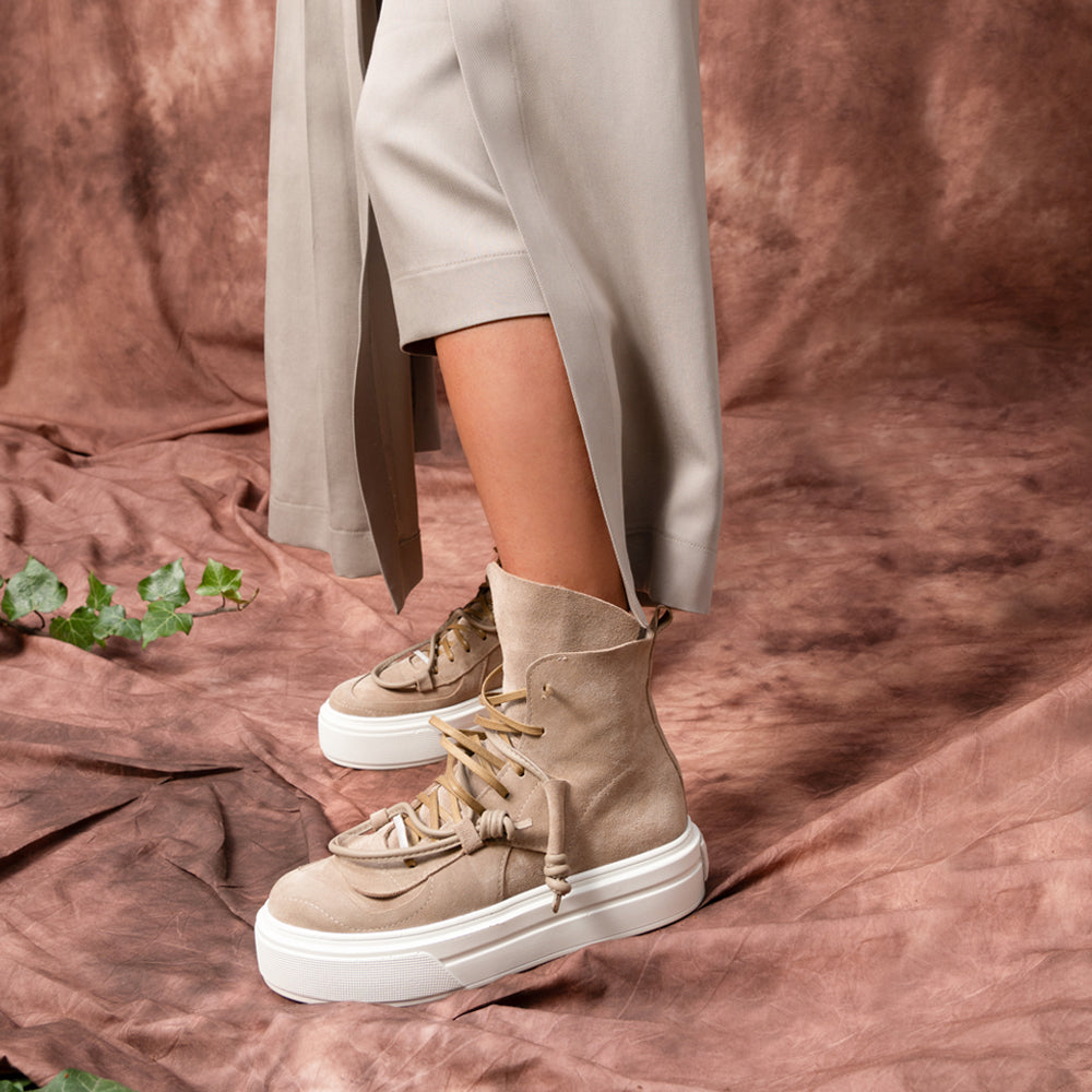 Remake of Us beige suede high - top sneakers