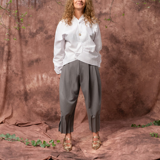 Deep Root grey structured balloon trousers