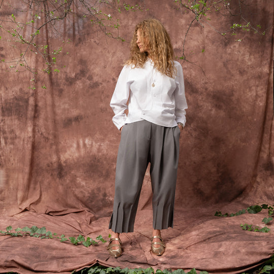 Deep Root grey structured balloon trousers